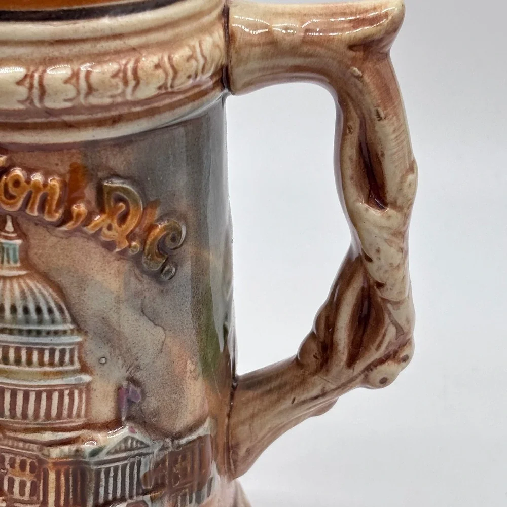 Brown Washington DC‎ Souvenir Beer Stein Mug Excellent 7 in.
